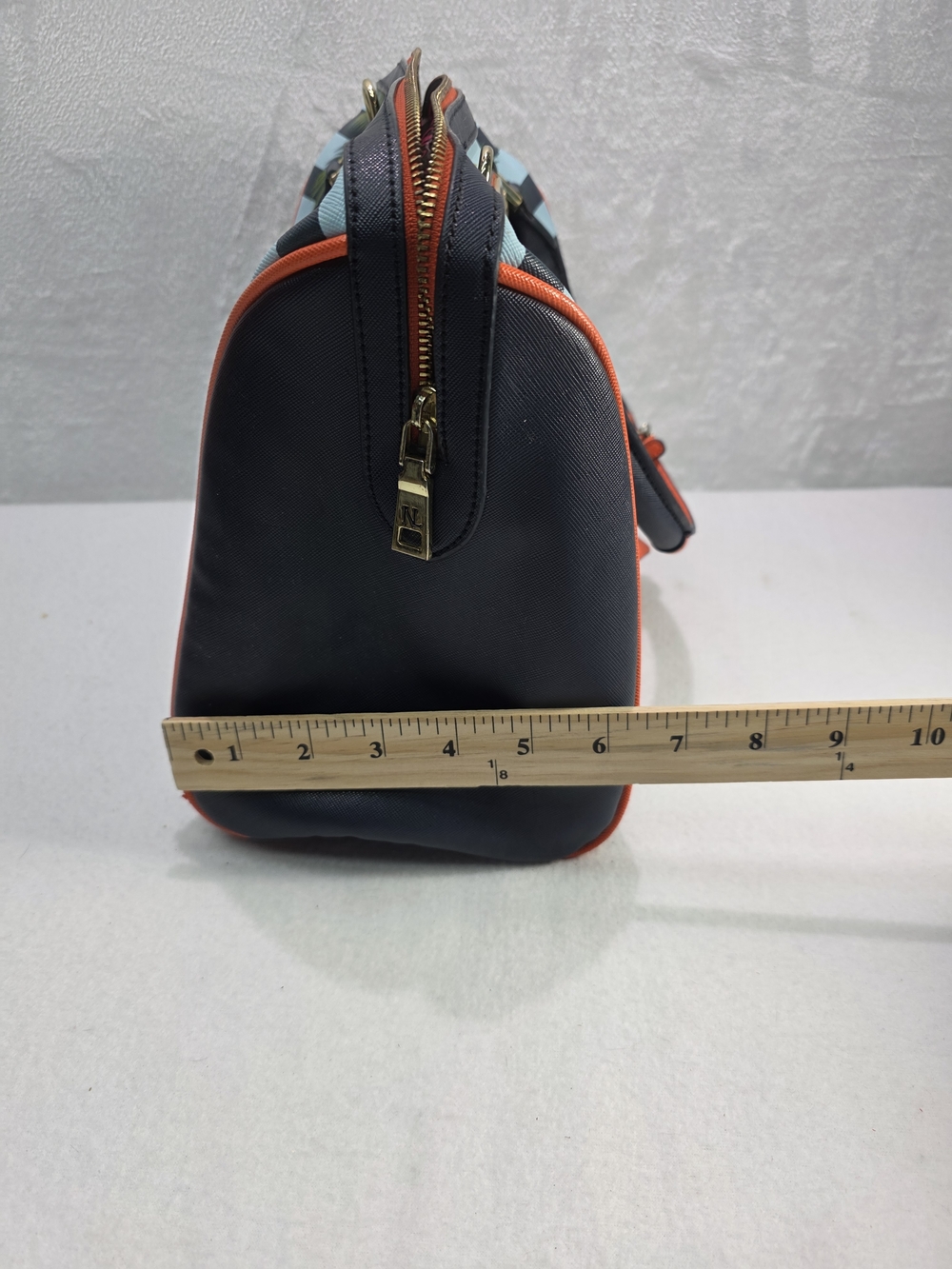 Nicole Lee Teal Tropical Flamingo Dome Satchel Bag with Orange Trim - Picture 7 of 7